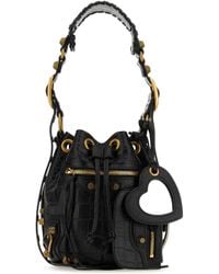 Balenciaga - Black Leather Le Cagole Xs Bucket Bag - Lyst