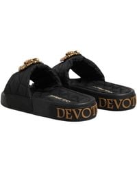Dolce & Gabbana - Devotion Matelassé Leather Slides Shoes Pa+Pu - Lyst