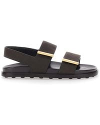 Tod's - Sandals With Banded Design And Metallic Details Logo - Lyst