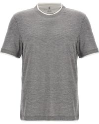 Brunello Cucinelli - Double Layer T-shirt Gray - Lyst