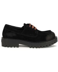 Prada - Suede Lace-Up Loafers - Lyst