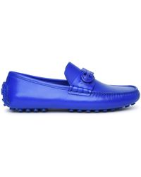 Ferragamo - 'graceful' Blue Leather Loafers - Lyst