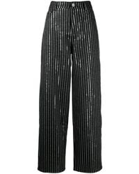 ROTATE BIRGER CHRISTENSEN - Sequinned Striped Wide-leg Trousers - Lyst