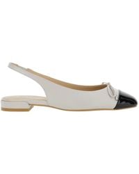Stuart Weitzman - Slingback Ballet Shoes With Cap Toe And Bow Detail - Lyst