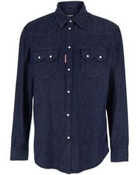 DSquared² - Shirt With Classic Collar And Two Front Patch Pockets With Buttons - Lyst