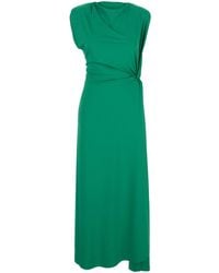 Victoria Beckham - Asymmetric Drape Midi Dress - Lyst