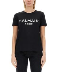 Balmain - Flocked Paris T-shirt - Lyst