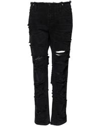 Dolce & Gabbana - Cotton Tattered Mid Waist Denim Jeans - Lyst