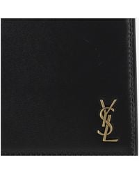 Saint Laurent - Cassandre East-West Glossy Leather Tiny Wallet Calfskin & Cardholders - Lyst