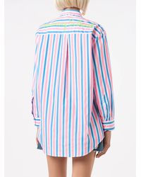 Mc2 Saint Barth - Striped Cotton Shirt With Dreaming St. Barth Embroidery - Lyst