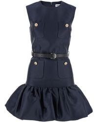 Self-Portrait - Sleeveless Crewneck Mini Dress With Four Front Patch Pockets And Puffed Skirt - Lyst