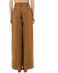 Chloé - Wide Leg Pants Cotton Trousers - Lyst