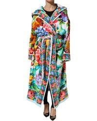 Dolce & Gabbana - Multicolor Floral Print Belted Bathrobe Coat Jacket - Lyst