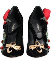 Dolce & Gabbana - Roses Crystal Brooch Mary Jane Shoes Rayon Silk - Lyst
