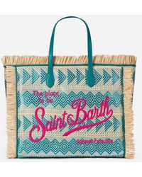 Mc2 Saint Barth - Vanity Straw Bag With Embroidery And Geometric Pattern - Lyst