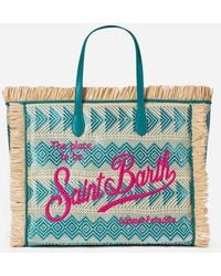 Mc2 Saint Barth - Vanity Straw Bag With Embroidery And Geometric Pattern - Lyst