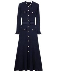 Self-Portrait - Belted Ribbed-Knit Midi Dress - Lyst