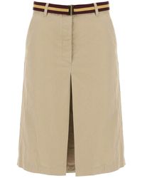 Dries Van Noten - Cotton Midi Skirt With Belt - Lyst