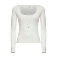 Chloé - Chloã Iconic Milk Ribbed Jersey Henley T-Shirt - Lyst