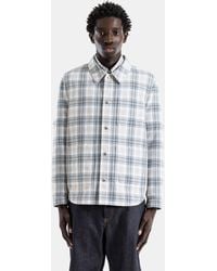 Thom Browne - Jacket-Shirt Cotton Windowpane Plaid Sky Armband Sleeve - Lyst