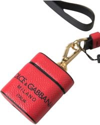 Dolce & Gabbana - Calf Leather Logo Print Strap Airpods Case - Lyst