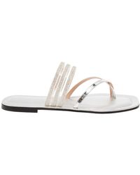 Pollini - Tone Thongs Sandals With And Rhinestone Bands - Lyst