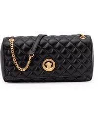 Versace - Black Quilted Leather Shoulder Strap Bag - Lyst