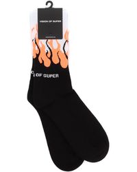 Vision Of Super Socks Orange Flames - Black