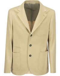 Brunello Cucinelli - Camel Jacket With Patch Pockets - Lyst