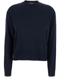 Max Mara - Crewneck Sweater With Logo Patch Wool Tops - Lyst
