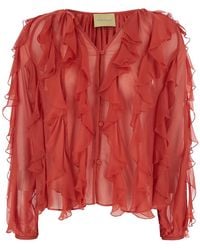 Momoní - Blouse Canela With V-Neck And Ruches Design - Lyst