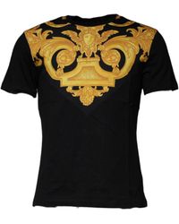 Versace - Black Medusa Print Cotton Crew Neck T - Lyst