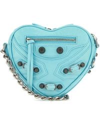 Balenciaga - Light Blue Leather Le Cagole Heart Mini Crossbody Bag - Lyst
