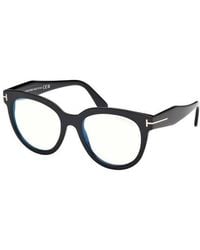 Tom Ford - Eyeglasses Oval Full Rim, Shiny Frame And Clear--Light Block Lenses Lens Ft5987-B001 Sunglasses - Lyst