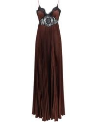 Self-Portrait - Satin Long Dress With Lace Inserts - Lyst