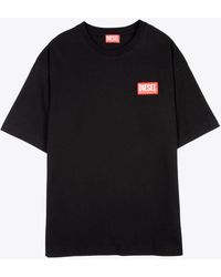 DIESEL - T-Nlabel-L1 T-Shirt With Chest Logo Patch - Lyst