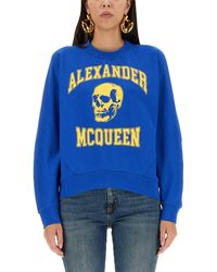 Alexander McQueen - Varsity Skull Logo Sweatshirt In Ultramarine - Lyst