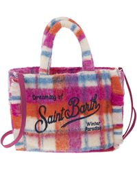 Mc2 Saint Barth - Wooly Colette Handbag With Fringes And Tartan Pattern - Lyst