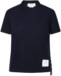 Thom Browne - 'relaxed' Navy Textured Cotton T-shirt - Lyst