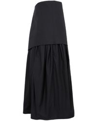 Black Lemaire Wool Skirt With Drape in Nero Womens Skirts Lemaire Skirts 