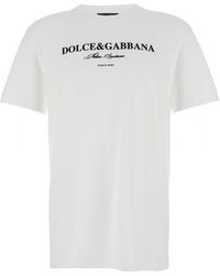 Dolce & Gabbana - Crewneck T-Shirt With Logo Lettering Print On The Front - Lyst