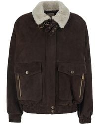 Semicouture - Bomber Jacket Gloria Suede Viscose And Polyester Coat - Lyst