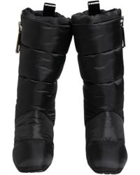 Dolce & Gabbana - Padded Mid Calf Logo Heel Boots Shoes Polyester Pu Leather - Lyst
