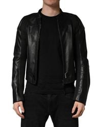 Dolce & Gabbana - Nylon Full Zip Biker Coat Jacket Clothing - Lyst