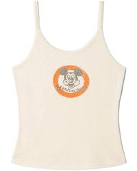 RE/DONE - 70's Graphic-Print Lace-Trim Top - Lyst