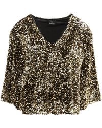 Ella - Sequined Blouse Polyester Shirt - Lyst
