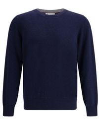 Brunello Cucinelli - Blue Cashmere Sweater - Lyst