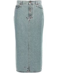 Moschino - Rivets Denim Skirt With All-Over Metal Details - Lyst