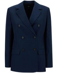 Theory - Double-Breasted Jacket With Notched Revers - Lyst