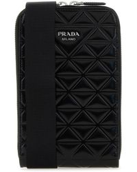 Prada - Black Leather Phone Case - Lyst